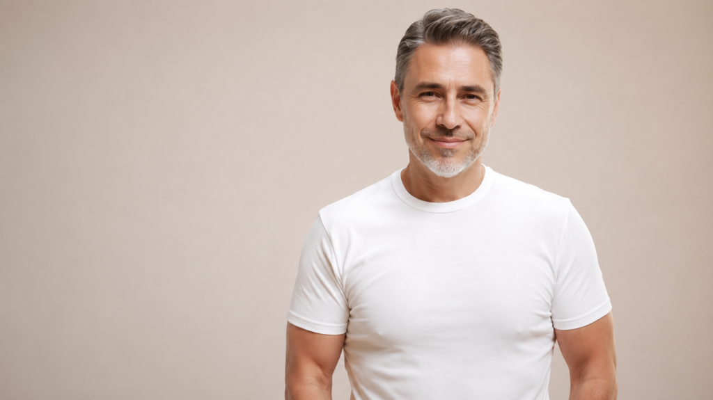Smiling older man with nice facial contours